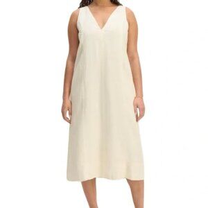 NWT Everlane The Linen V-Neck Midi Dress 00 Bone